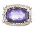 Sterling Silver Men's Purple Oval Shaped CZ Stone Ring