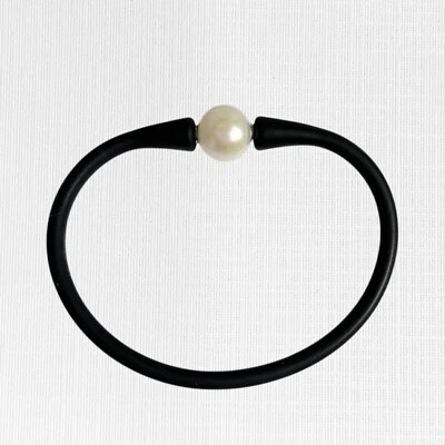 Pulsera de Silicona Perla Negra Informal Playa Surf Cuentas Minimalistas Joyería Flexible Foto 1 de 4