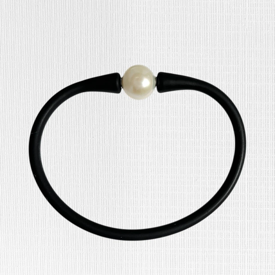 Pulsera de Silicona Perla Negra Informal Playa Surf Cuentas Minimalistas Joyería Flexible Foto 1 de 4