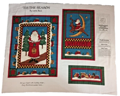 Tis The Season Leslie Beck  Daisy Kingdom Hanging Christmas Fabric Sewing panel - Image 1 of 4