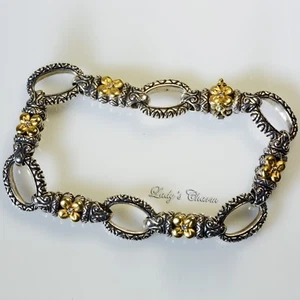 ๐ฆ HE Barbara Bixby Diamond Flower Link Magnetic Sterling 18K Gold Bracelet 7" - Picture 1 of 4
