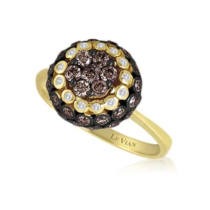 LeVian 14K Yellow Gold Chocolate Diamond 0.83 cts Ring Size 6.5 - Picture 1 of 5