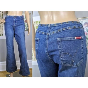 Y2K Vintage Guess Jeans Flare Denim Studded Detail Medium Wash 2000s Size 31 - Picture 1 of 12