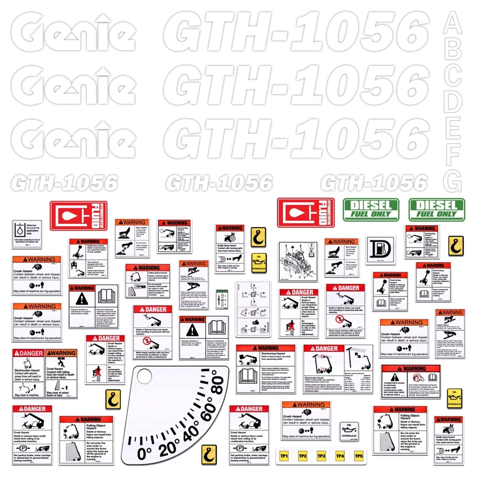 Kit de calcomanías para carretilla elevadora telescópica GENIE GTH-1056 pegatinas de seguridad vinilo de 7 años EE. UU. Foto 1 de 3