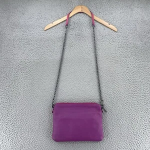 Botkier Purse Womens Valentina Purple Pink Leather Crossbody Bag Chain Strap Zip - Picture 1 of 13