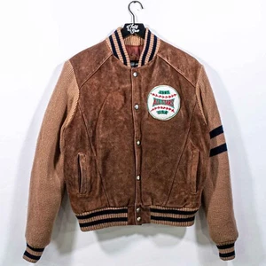 All Star Baseball Suede Knit Varsity Jacket Large VTG 80s 90s Streetwear - Picture 1 of 14