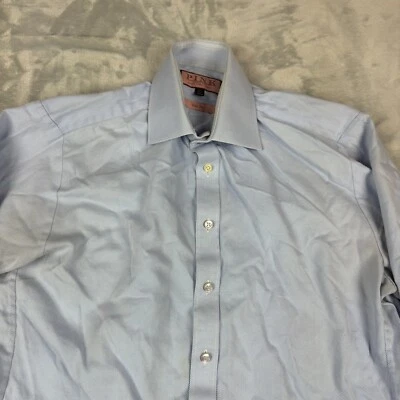 Camisa de Vestir Thomas Rosa Hombre 15.5 Azul Abotonada Calce Ajustado Oxford Clásica Foto 1 de 4