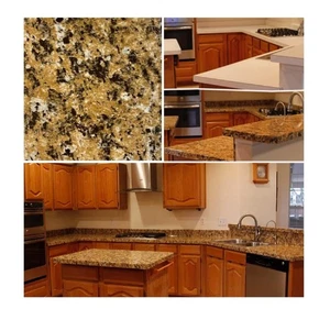 36" x 144" Venetian Gold Black Granite Kitchen Peel and Stick Vinyl Counterto... - Picture 1 of 9