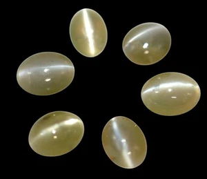 Certified Chrysoberyl Sharp Cat’s Eye 6 Pcs 100% Natural Oval Gemstones... - Picture 1 of 16