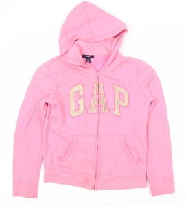 GAP Girls Pink Full Zip Hoodie, Size 13 Years, Logo - Picture 1 of 12