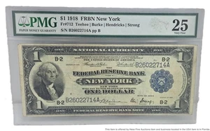 PMG Very Fine 25 1918 $1 Federal Reserve Bank Note Teehee Burke Hendricks Strong - Picture 1 of 3