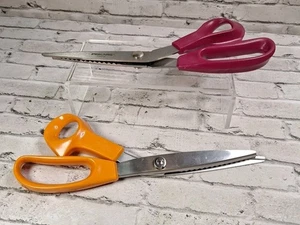 Fiskars Pinking Shears Scissors Orange Japan Purple USA Zig Zag Cut  Fabrics  - Picture 1 of 12