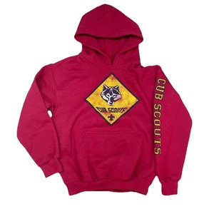 Cub Scouts Class B Wolf Logo Pullover Hoodie YOUTH SMALL Maroon Polyester Cotton - Picture 1 of 5