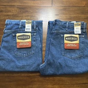 (2) Pares de pantalones de mezclilla para hombre Maverick talla 38x32 - Imagen 1 de 12