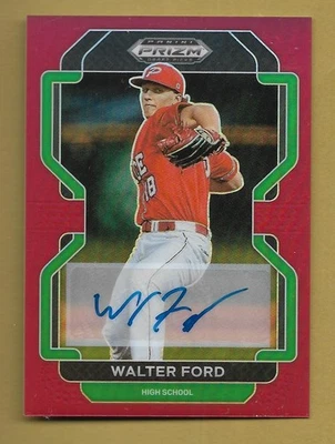 WALTER FORD 2022 PANINI DRAFT PRIZM RED ROOKIE RC AUTOGRAPH AUTO CARD # /50 MLB - Image 1 of 2