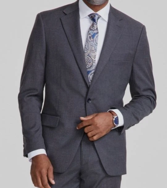 Tallia Men's Gray Classic-Fit Stretch Suit Jacket Pants 2 Piece Size 42S 36W 30L
