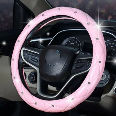 Decor Steering Wheel Cover Pink 15Inch 38cm Accessories Bling High Quality - Image 1 of 4