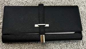 CLUCI Black Faux Leather Wallet Slim Trifold ID Credit Card Holder Classic - Picture 1 of 8