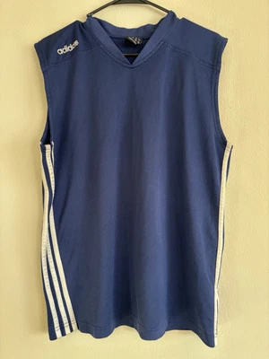 Camiseta sin mangas Adidas ClimaCool talla GRANDE AZUL MARINO 3 rayas blancas malla 88387 Foto 1 de 4