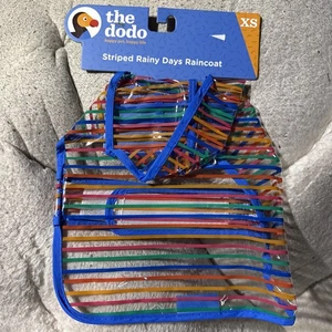 Brand New The Dodo Clear Rainy Days Striped Raincoat for Dogs, XS, Water Resist - Picture 1 of 6