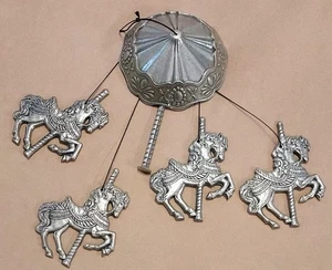 Vintage CARSON 1990 Canopy Carousel Wind Chime Dancing Horse Metal Rust Proof - Picture 1 of 8