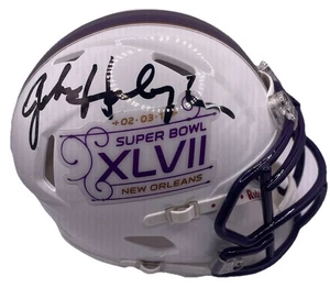 JOHN HARBAUGH SIGNED AUTOGRAPHED BALTIMORE RAVENS SBXLVII MINI HELMET PSA/DNA - Picture 1 of 2