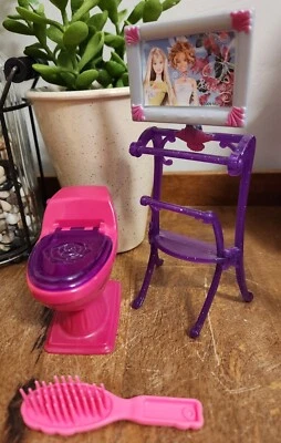 Barbie Glam Dream House 2008 inodoro rosa púrpura, juego de muebles, cepillo excelente Foto 1 de 3