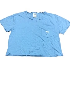 Pink Victoria Secret Shirt Woman’s Size M Blue Short Sleeve - Picture 1 of 6