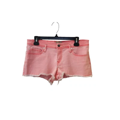 Roxy Bright Pink Jean Shorts Size 9 Raw Hem Low Rise 90s y2k Skater Surf Beach - Image 1 of 4