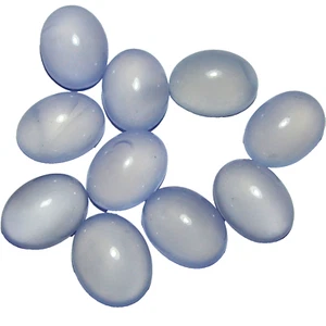 10piece Lot 100%Natural light Blue Chalcedony oval Cabochon Gemstone from turkey - Picture 1 of 6