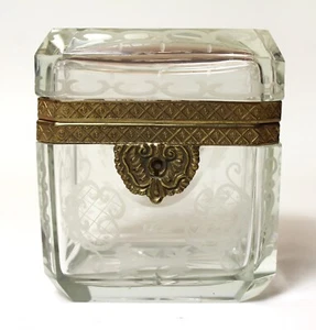 Zuckerdose Glas um 1880, geschliffen mit vergoldeten Bänder - Bild 1 von 4