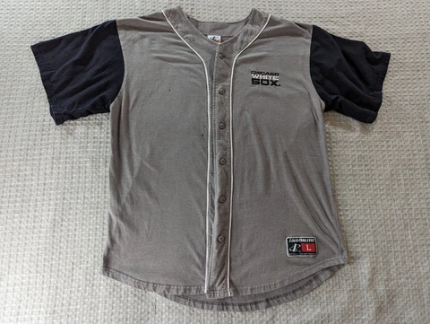 Vintage Chicago White Sox Shirt Jersey Adult Large Gray Logo Athletic Button Up Cover