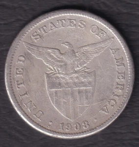 1 Peso 1908-S US-Philippine United States of America Coin - Stock #G17 - Picture 1 of 3