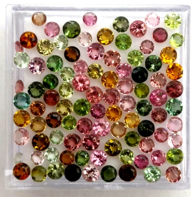 Natural Multi Tourmaline Round Cut Loose Gemstone Lot 50 Pcs 2.25 MM - Image 1 of 4