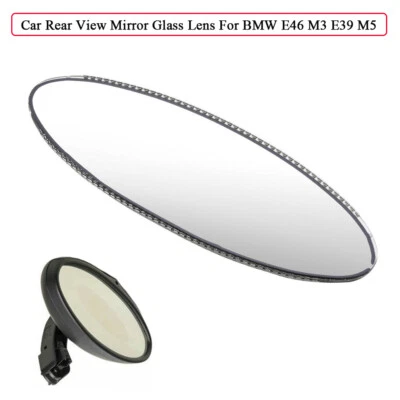 For BMW E46 M3 E39 M5 Oval Vehicle Rear View Mirror Auto Dimming Glass Cell G9H5 - Image 1 of 4