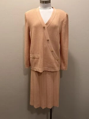 NWT Vintage 80s CASTLEBERRY I MAGNIN Knits Pink Jacket Pleated Skirt Suit sz.14 - Image 1 of 4
