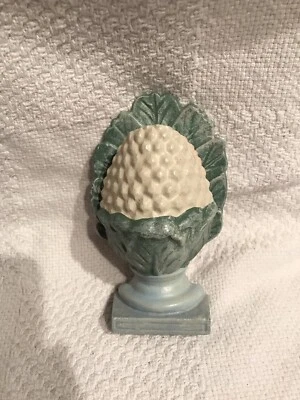 Vintage Pineapple Door Knocker Front Door 5”X 3” Coated Brass Green Cream EUC - Image 1 of 4