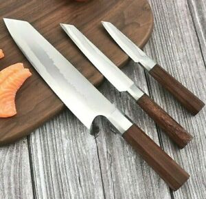 Kiritsuke Utility Paring Knife Set Damascus Steel VG10 Core Wood Handle Slicing