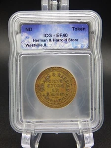 Westville, Illinois Herman & Harold Cigar Store ICG EF40 - GF 25¢ TOKEN (BT916) - Picture 1 of 4