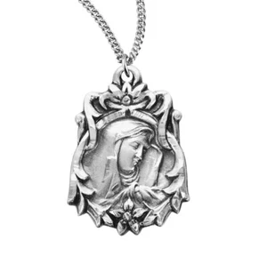 Our Lady of Sorrows Sterling Silver Medal - 0.8" + 18" Chain S3577 - Picture 1 of 3