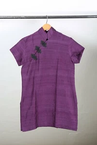 Handmade Raw Silk Purple Chinese Top Size S Y2K - Picture 1 of 4