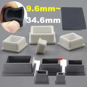 Square Silicone Rubber Blanking End Caps Tube Pipe Insert Plugs Bung White/Black - Picture 1 of 24