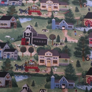 5 yards Decorator Fabric Primitive Farm Pottersville Vintage Town Craft Material - Picture 1 of 3