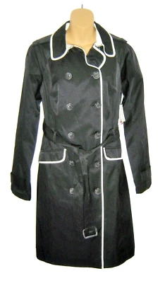 Worthington 黑色双排扣风衣雨衣腰带防水 M 码全新带标签 — 第 1/4 张图片