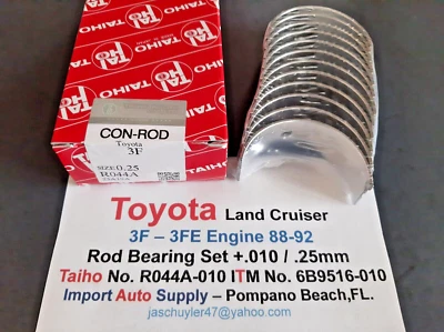 Toyota Land Cruiser 88-92 3F, 3FE Engine 4.0 Liter OEM Taiho Rod Bearings +.010 - Image 1 of 2