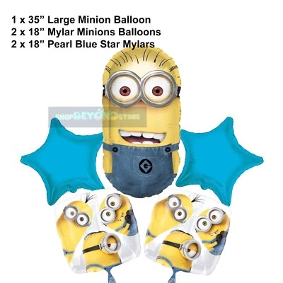 MINIONS DESPICABLE ME Feliz Cumpleaños Fiesta Favor 5CT Lámina Globo Ramo Foto 1 de 2