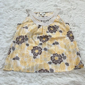 Loft Womens Top Size Medium Petite Floral Crochet Boho Retro Cotton 14163 - Picture 1 of 7