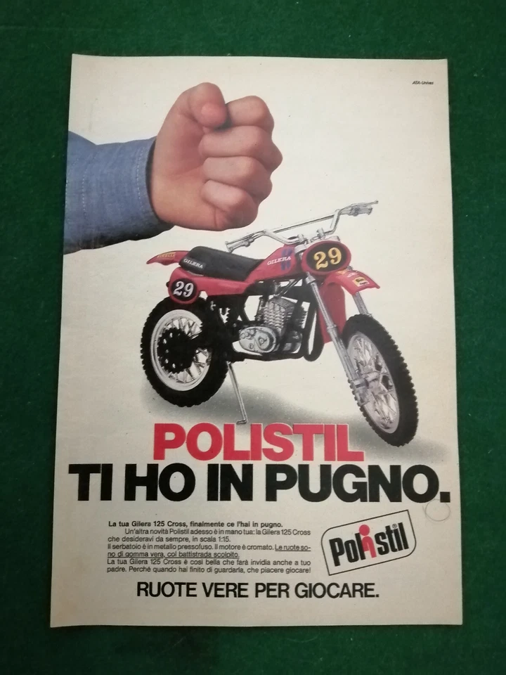  PUBBLICITA' ORIGINALE  ADVERTISING MOTO GILERA 125 "POLISTIL" del 1984 pagine 1 Foto 1 de 1