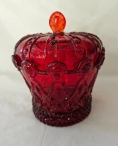 Fostoria Hapsburg Royal Crown Ruby Red Crown Candy Dish - Picture 1 of 9