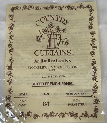 "Cortina de campo de colección en el Red Lion Inn panel francés transparente champán EE. UU. nueva 84""" Foto 1 de 4
